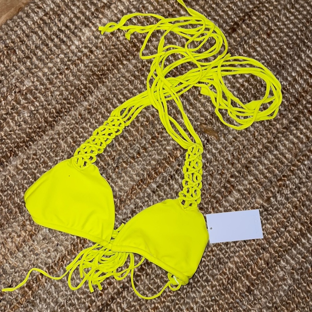 MIKOH Kula Woven Detail Triangle Top in Lilikoi NWT